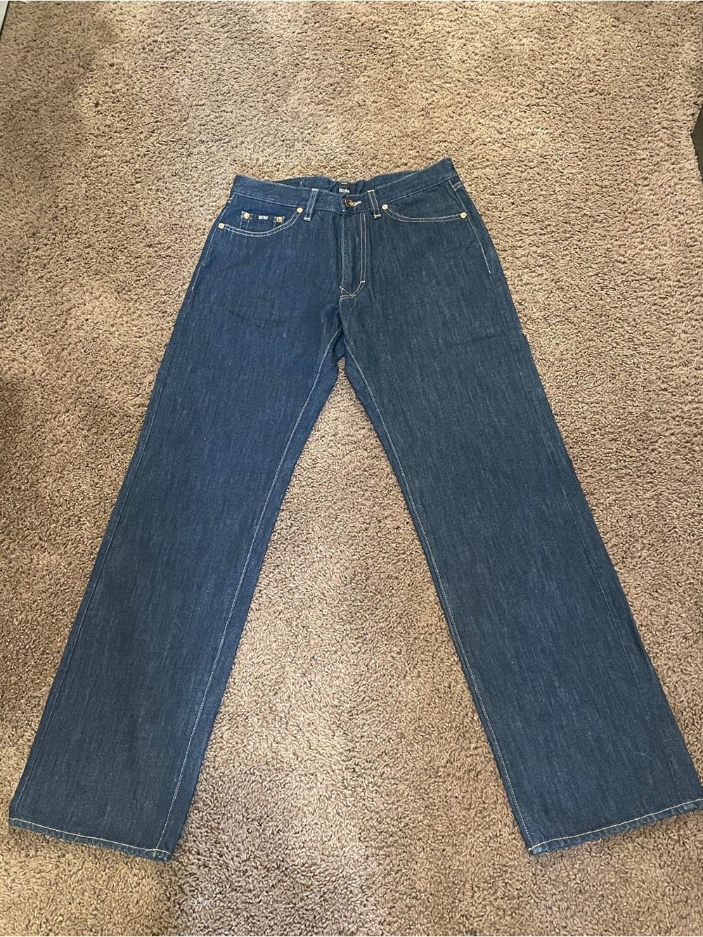 Hugo Boss Men's Dark Blue Straight-Leg Jeans